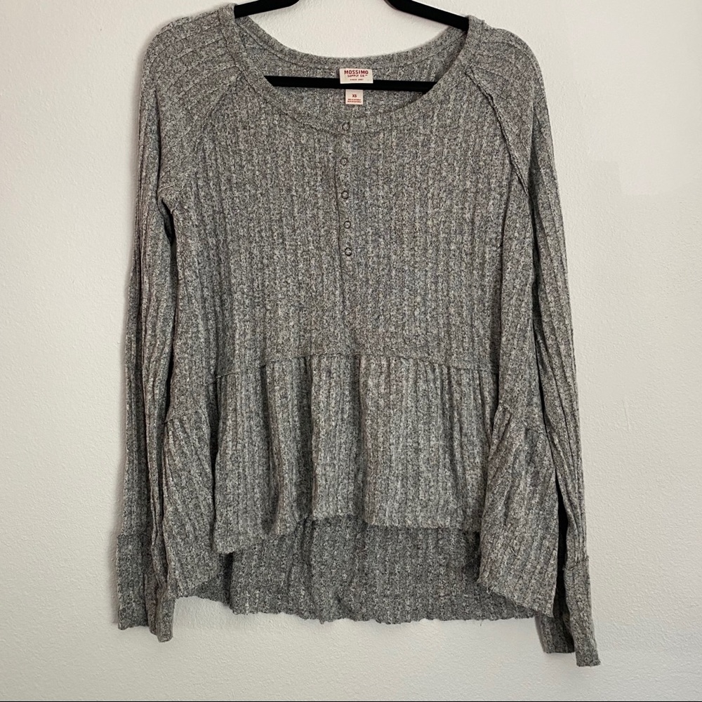 Heathered Gray Henley Peplum Top